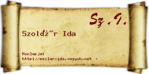 Szolár Ida névjegykártya