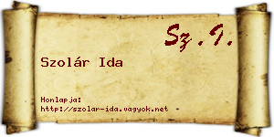 Szolár Ida névjegykártya